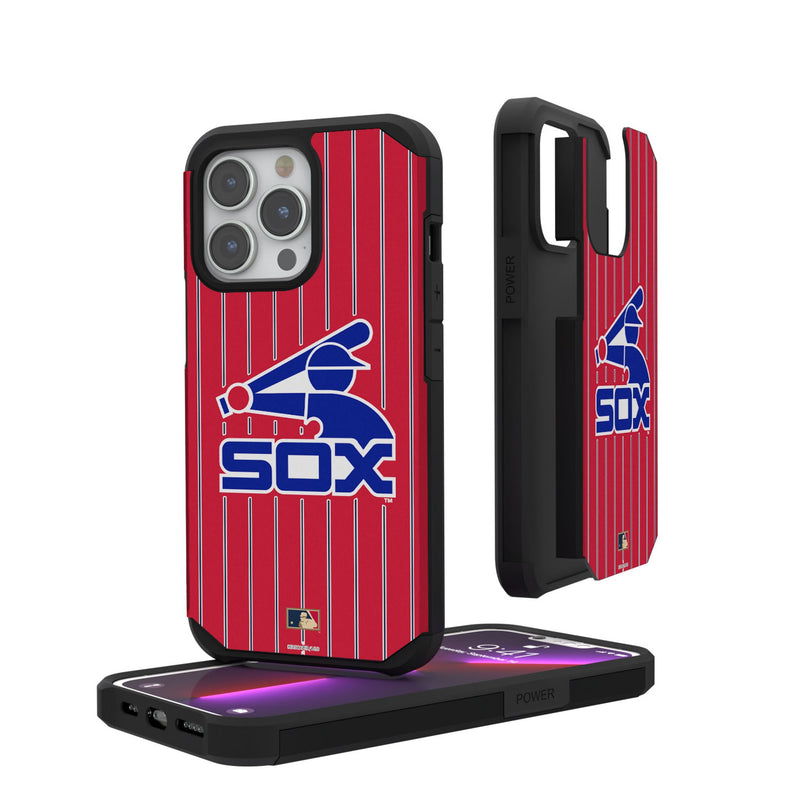 Chicago White Sox 1976-1981 - Cooperstown Collection Pinstripe iPhone Rugged Phone Case