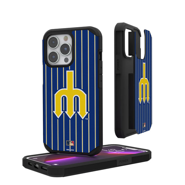 Seattle Mariners 1977-1980 - Cooperstown Collection Pinstripe iPhone Rugged Phone Case