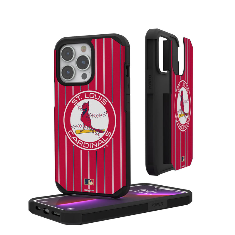 St Louis Cardinals 1966-1997 - Cooperstown Collection Pinstripe iPhone Rugged Phone Case