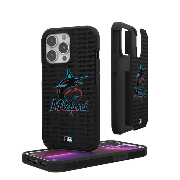 Miami Marlins Text Backdrop iPhone Rugged Phone Case