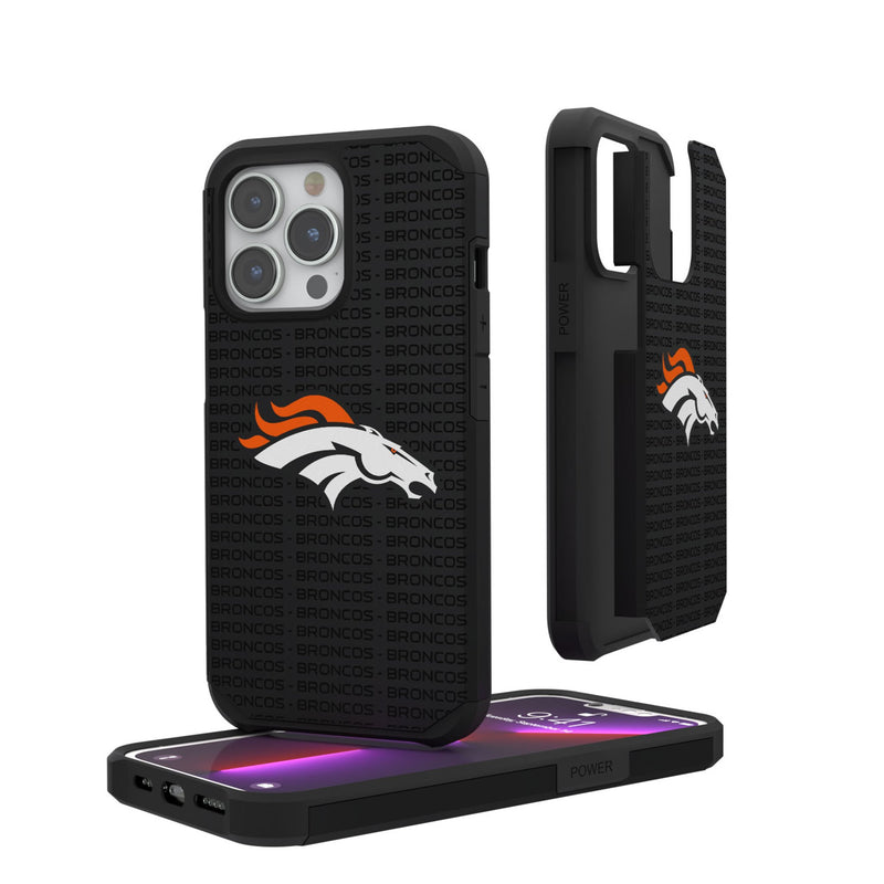 Denver Broncos Text Backdrop iPhone Rugged Phone Case