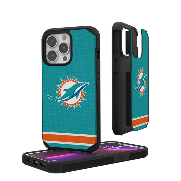 Miami Dolphins Stripe iPhone Rugged Phone Case