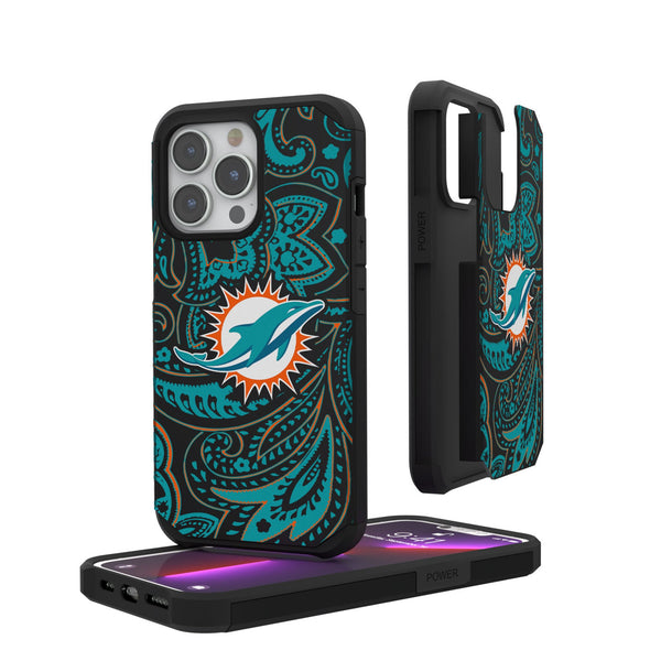 Miami Dolphins Paisley iPhone Rugged Phone Case