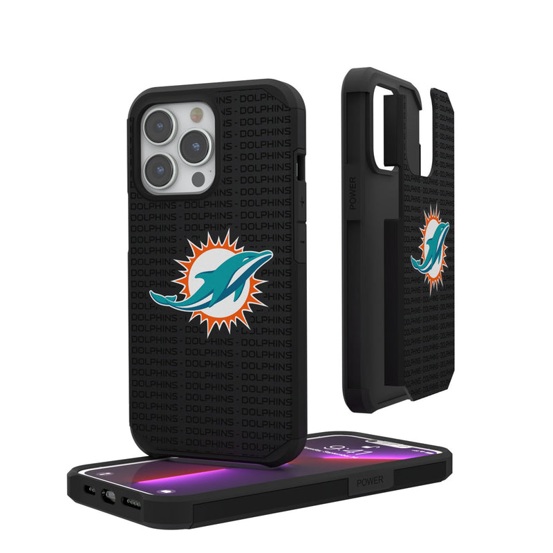 Miami Dolphins Text Backdrop iPhone Rugged Phone Case