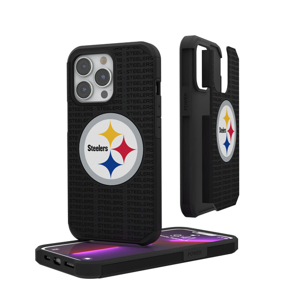 Pittsburgh Steelers Text Backdrop iPhone Rugged Phone Case