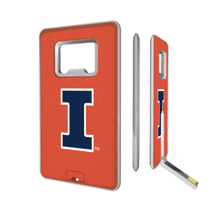 University of Illinois Fighting Illini Solid Credit Card USB Drive with Bottle Opener 32GB