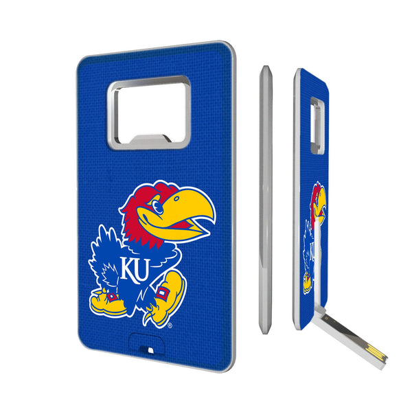 University of Kansas Jayhawks Solid Credit Card USB Drive with Bottle Opener 32GB