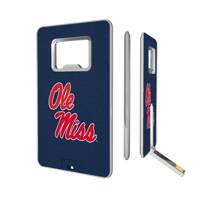 University of Mississippi Rebels Solid Credit Card USB Drive with Bottle Opener 32GB