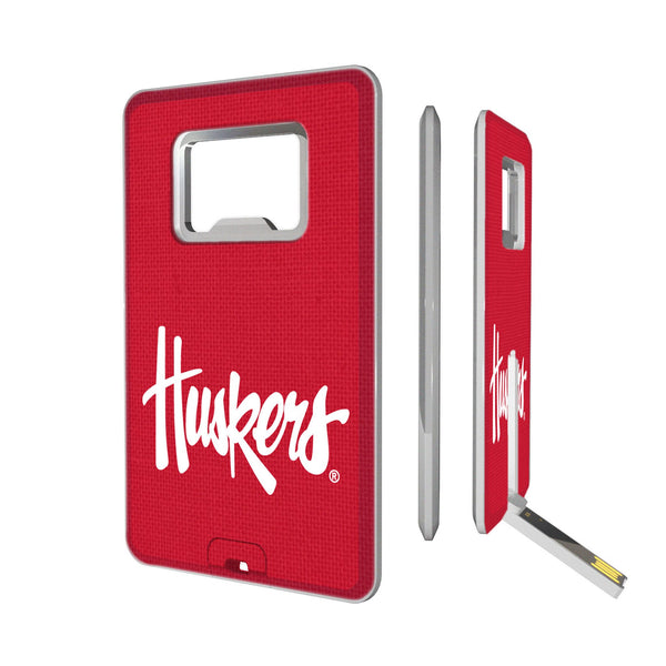 University of Nebraska Huskers Solid Credit Card USB Drive with Bottle Opener 32GB