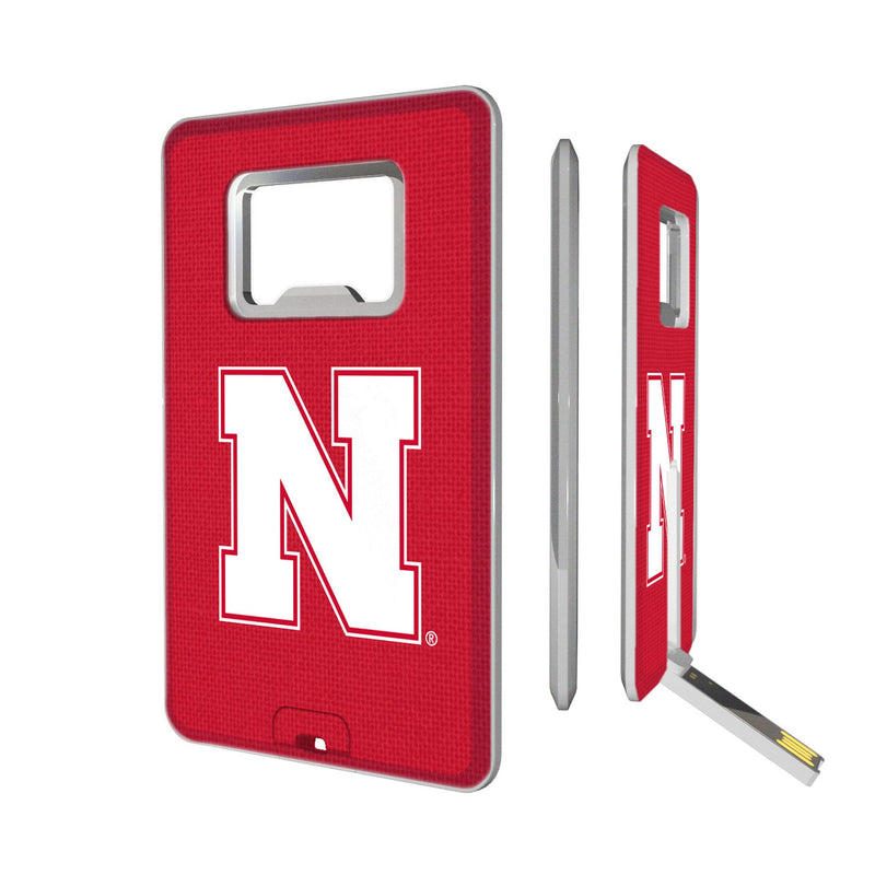 University of Nebraska Huskers Block N Solid Credit Card USB Drive with Bottle Opener 32GB