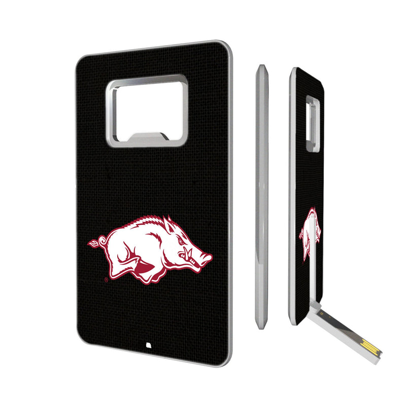 University of Arkansas Fayetteville Razorbacks Solid Credit Card USB Drive with Bottle Opener 32GB