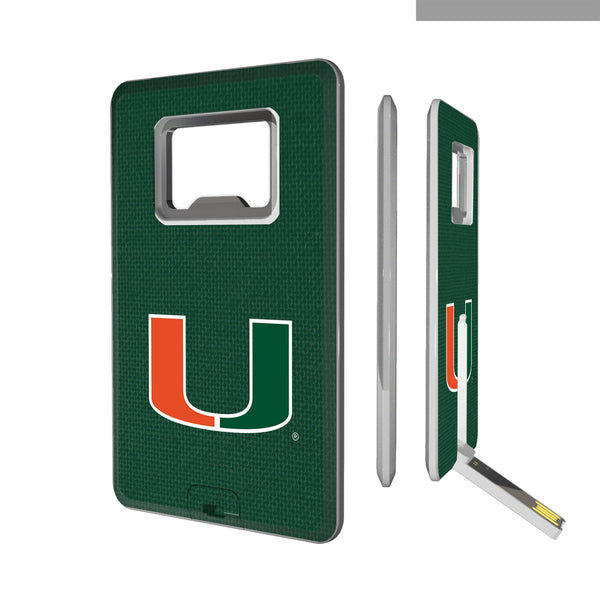 University of Miami Hurricanes Solid Credit Card USB Drive with Bottle Opener 32GB