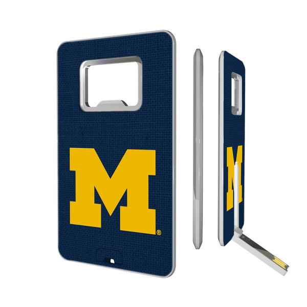 University of Michigan Wolverines Solid Credit Card USB Drive with Bottle Opener 32GB