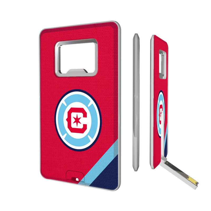 Chicago Fire  Diagonal Stripe Credit Card USB Drive with Bottle Opener 32GB