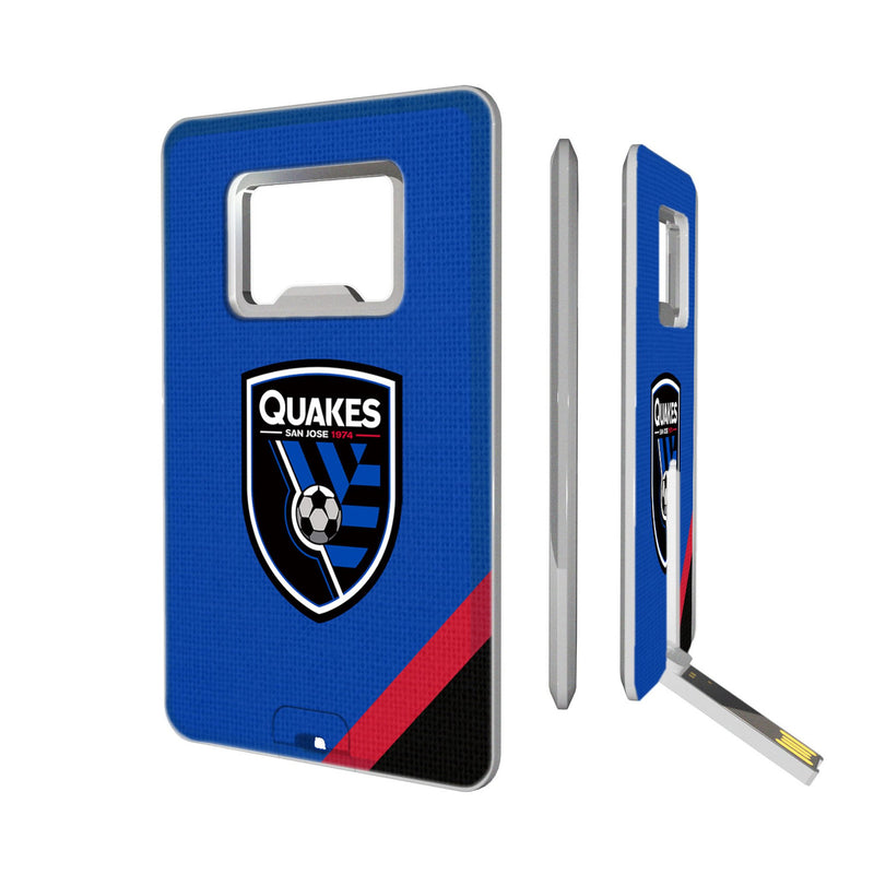 San Jose Earthquakes   Diagonal Stripe Credit Card USB Drive with Bottle Opener 32GB