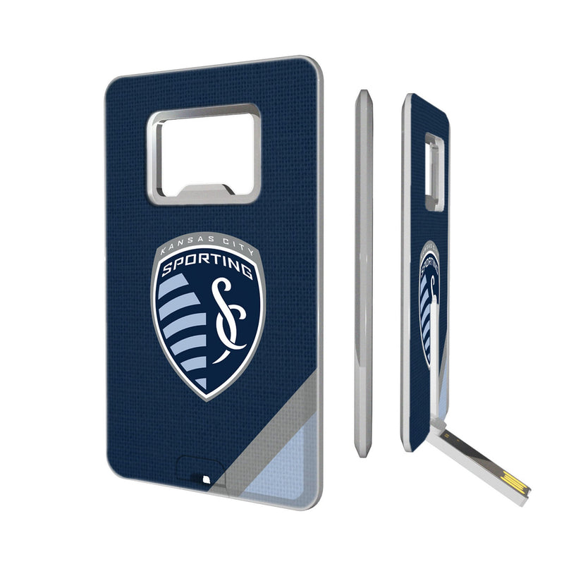 Sporting Kansas City   Diagonal Stripe Credit Card USB Drive with Bottle Opener 32GB