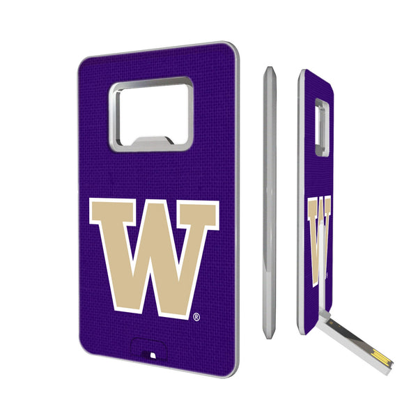 University of Washington Huskies Solid Credit Card USB Drive with Bottle Opener 32GB