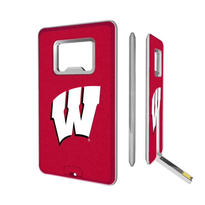 University of Wisconsin Badgers Solid Credit Card USB Drive with Bottle Opener 32GB