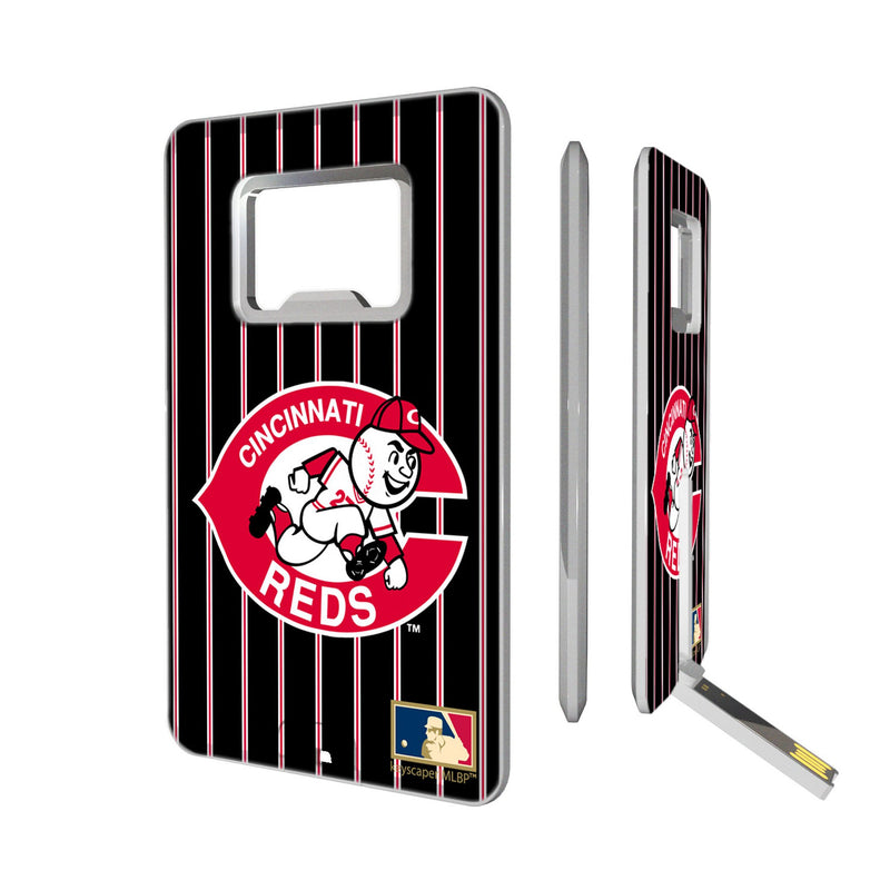 Cincinnati Reds 1974-1992 - Cooperstown Collection Pinstripe Credit Card USB Drive with Bottle Opener 32GB