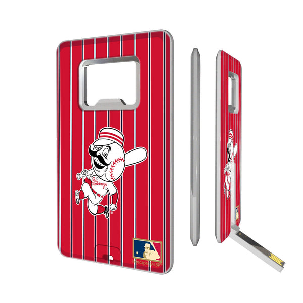 Cincinnati Reds 1953-1967 - Cooperstown Collection Pinstripe Credit Card USB Drive with Bottle Opener 32GB