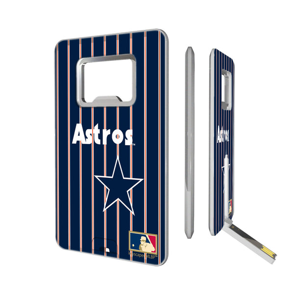 Houston Astros 1975-1981 - Cooperstown Collection Pinstripe Credit Card USB Drive with Bottle Opener 32GB