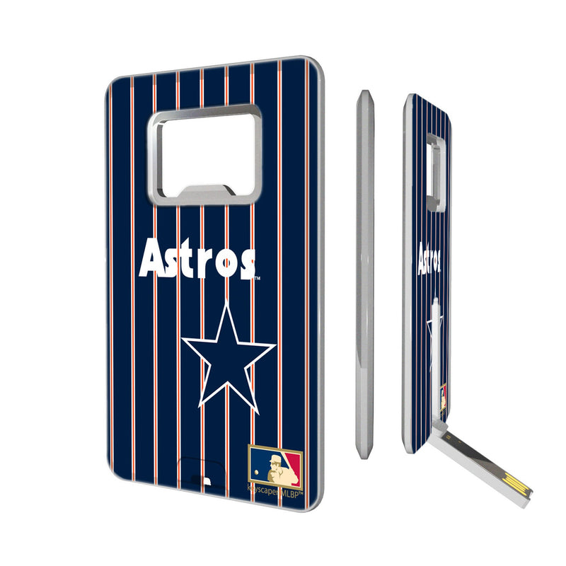 Houston Astros 1975-1981 - Cooperstown Collection Pinstripe Credit Card USB Drive with Bottle Opener 32GB