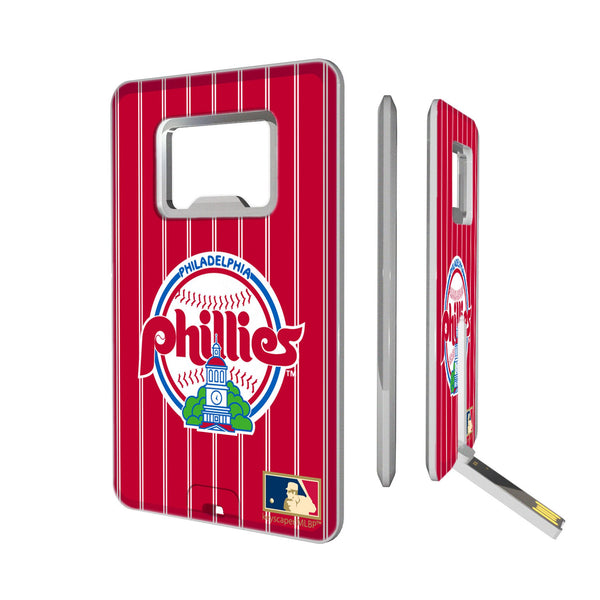 Philadelphia Phillies 1984-1991 - Cooperstown Collection Pinstripe Credit Card USB Drive with Bottle Opener 32GB