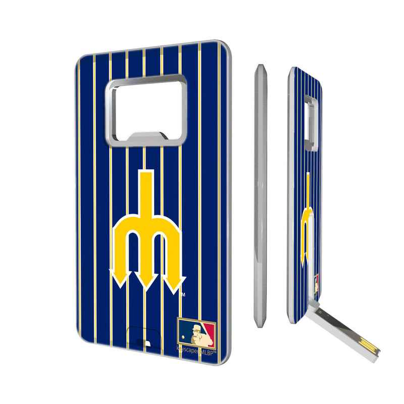 Seattle Mariners 1977-1980 - Cooperstown Collection Pinstripe Credit Card USB Drive with Bottle Opener 32GB