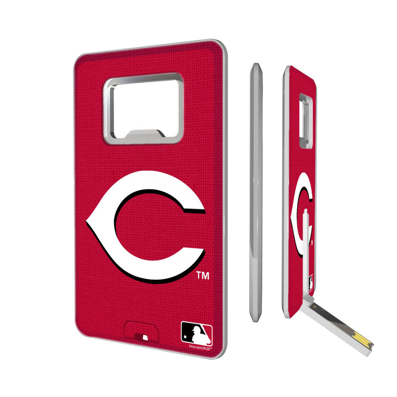 Cincinnati Reds Solid Credit Card USB Drive with Bottle Opener 32GB