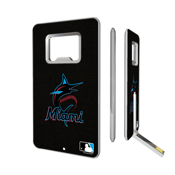 Miami Marlins Solid Credit Card USB Drive with Bottle Opener 32GB