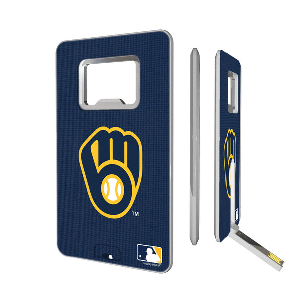 Milwaukee Brewers Solid Credit Card USB Drive with Bottle Opener 32GB