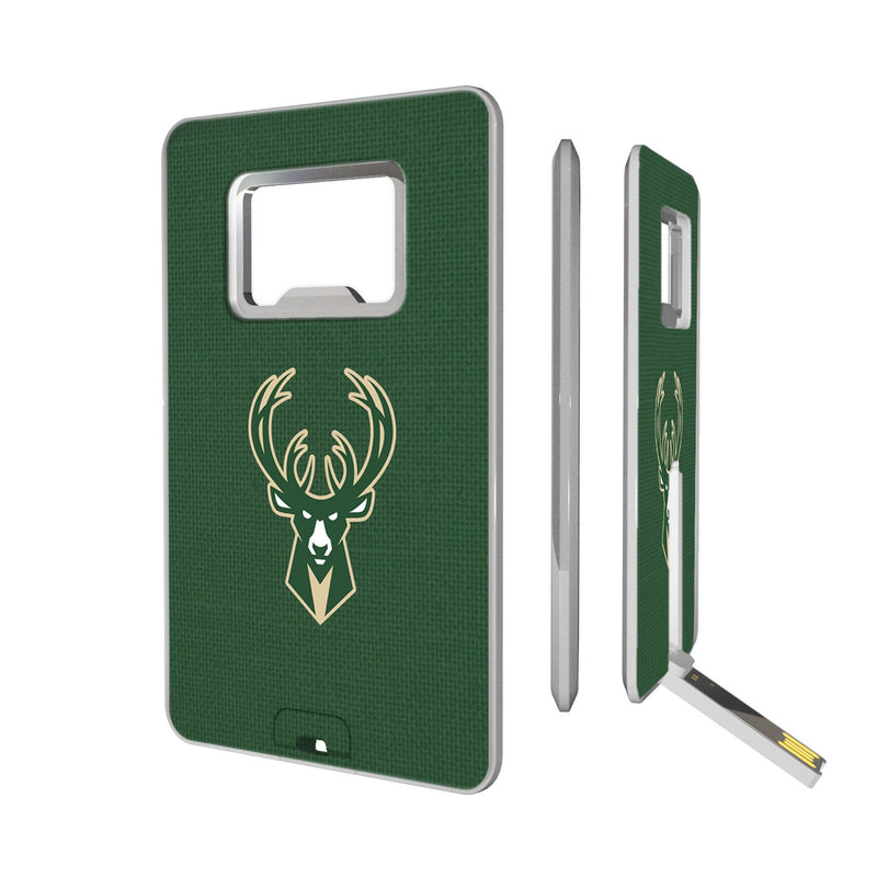 Milwaukee Bucks Solid Credit Card USB Drive with Bottle Opener 32GB