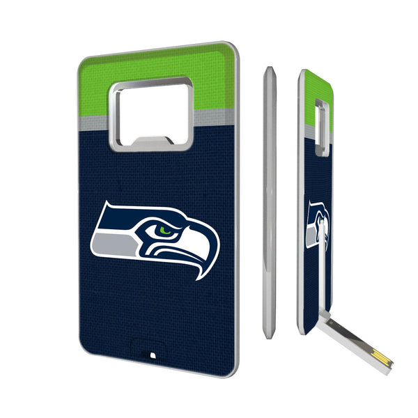 Seattle Seahawks Stripe Credit Card USB Drive with Bottle Opener 32GB