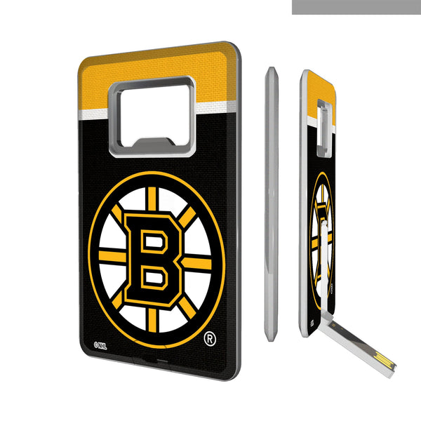 Boston Bruins Stripe Credit Card USB Drive with Bottle Opener 32GB