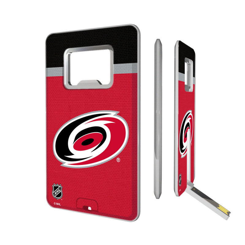 Carolina Hurricanes Stripe Credit Card USB Drive with Bottle Opener 32GB