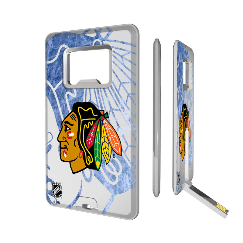 Chicago Blackhawks Ice Tilt Credit Card USB Drive with Bottle Opener 32GB