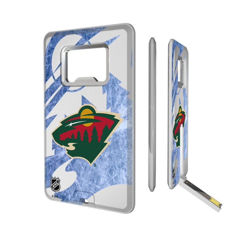 Minnesota Wild Ice Tilt Credit Card USB Drive with Bottle Opener 32GB