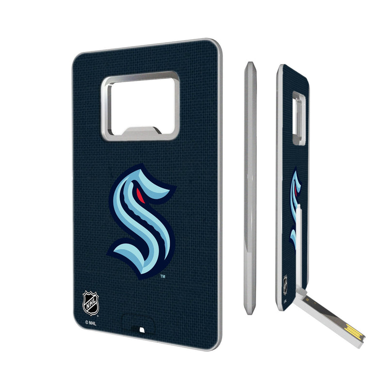 Seattle Kraken Stripe Credit Card USB Drive with Bottle Opener 32GB