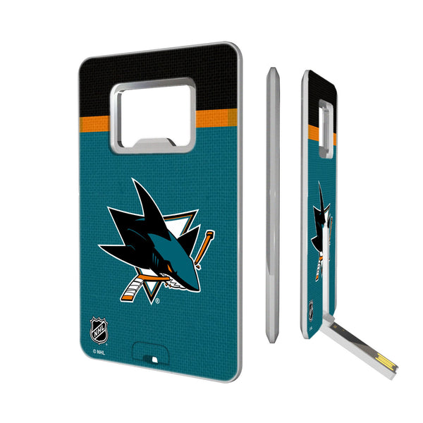 San Jose Sharks Stripe Credit Card USB Drive with Bottle Opener 32GB