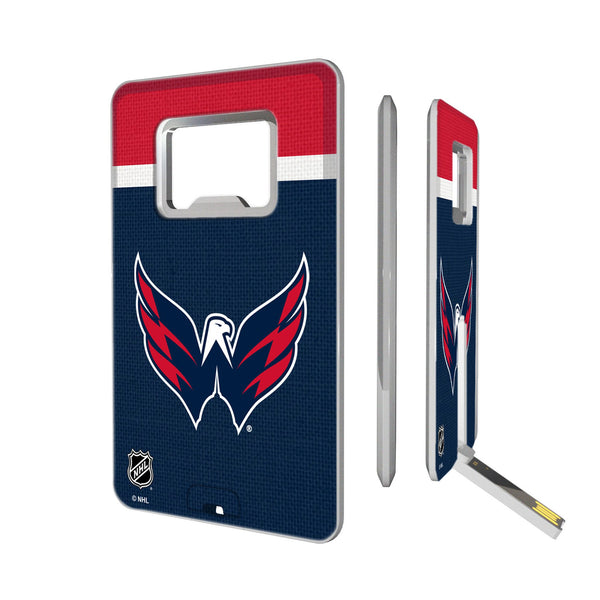 Washington Capitals Stripe Credit Card USB Drive with Bottle Opener 32GB