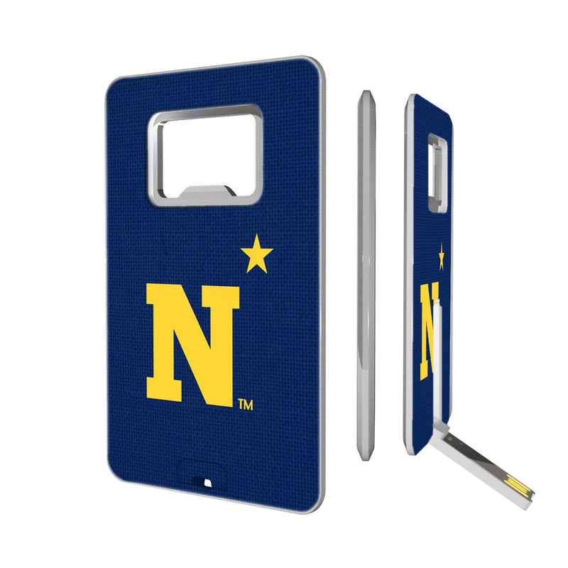 United State Naval Academy Midshipmen Solid Credit Card USB Drive with Bottle Opener 32GB