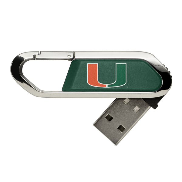 University of Miami Hurricanes Solid USB 32GB Clip Style Flash Drive