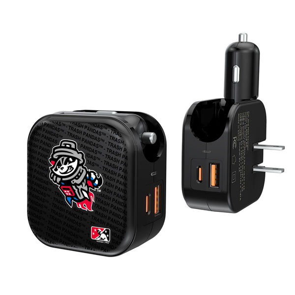 Rocket City Trash Pandas Blackletter 2 in 1 USB A/C Charger