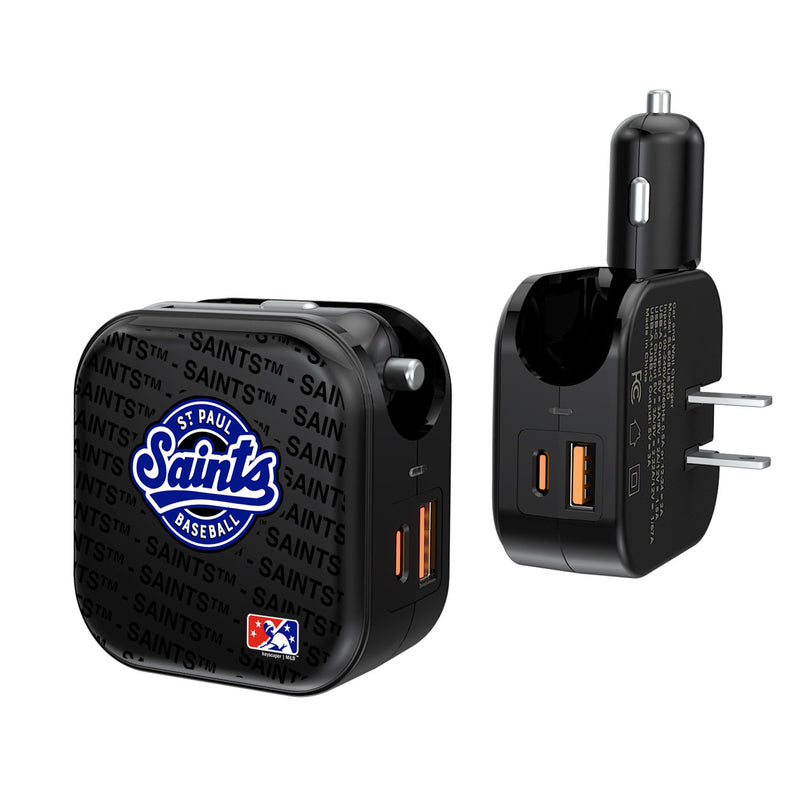 St. Paul Saints Blackletter 2 in 1 USB A/C Charger