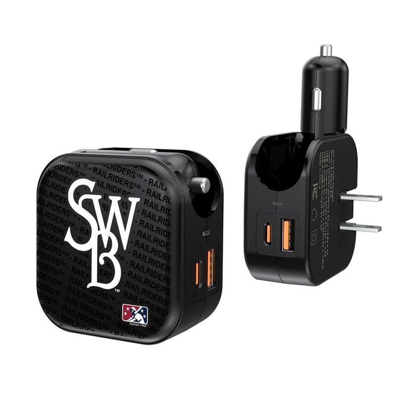 Scranton/Wilkes-Barre RailRiders Blackletter 2 in 1 USB A/C Charger