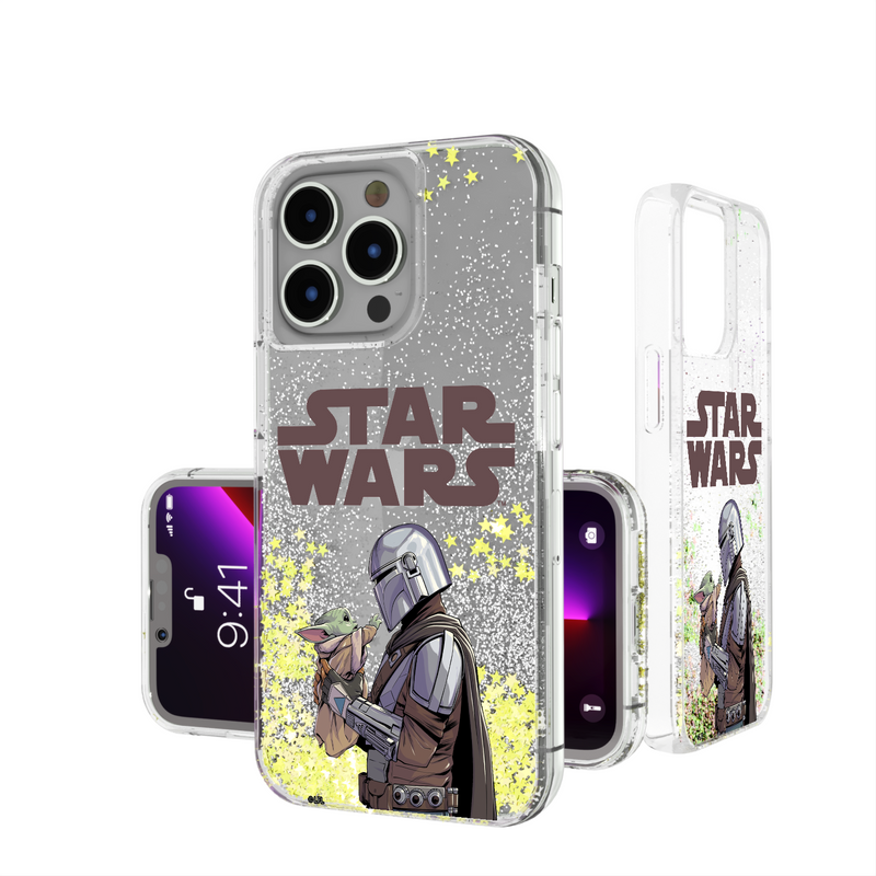 The Mandalorian Grogu and Mando Color Block iPhone Glitter Phone Case