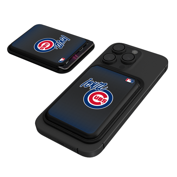 Iowa Cubs Linen Black Magnetic Credit Card Wallet