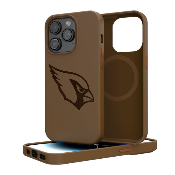 Arizona Cardinals Woodburned iPhone 14 Brown Magnetic Case