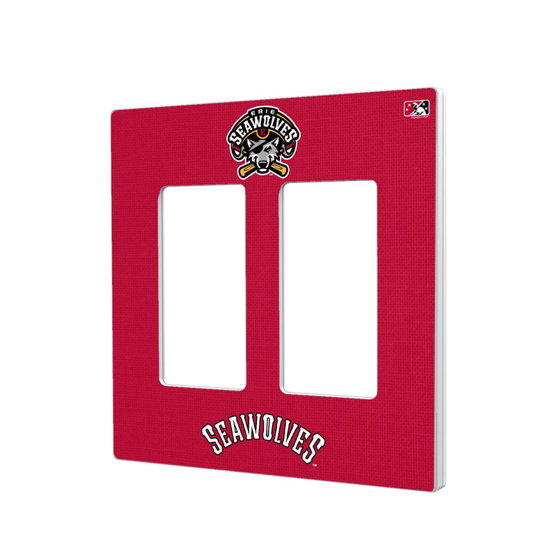 Erie SeaWolves Solid Hidden-Screw Light Switch Plate - Double Rocker