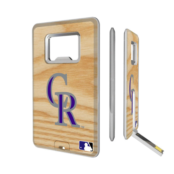 Colorado Rockies Wood Bat Credit Card USB Drive with Bottle Opener 32GB